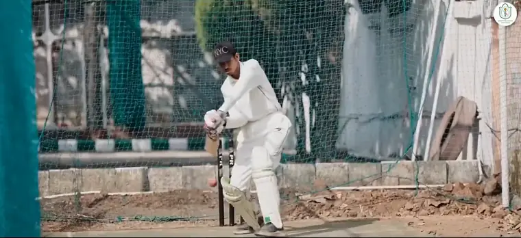 A student batting in the cricket nets at DPS Chhindwara